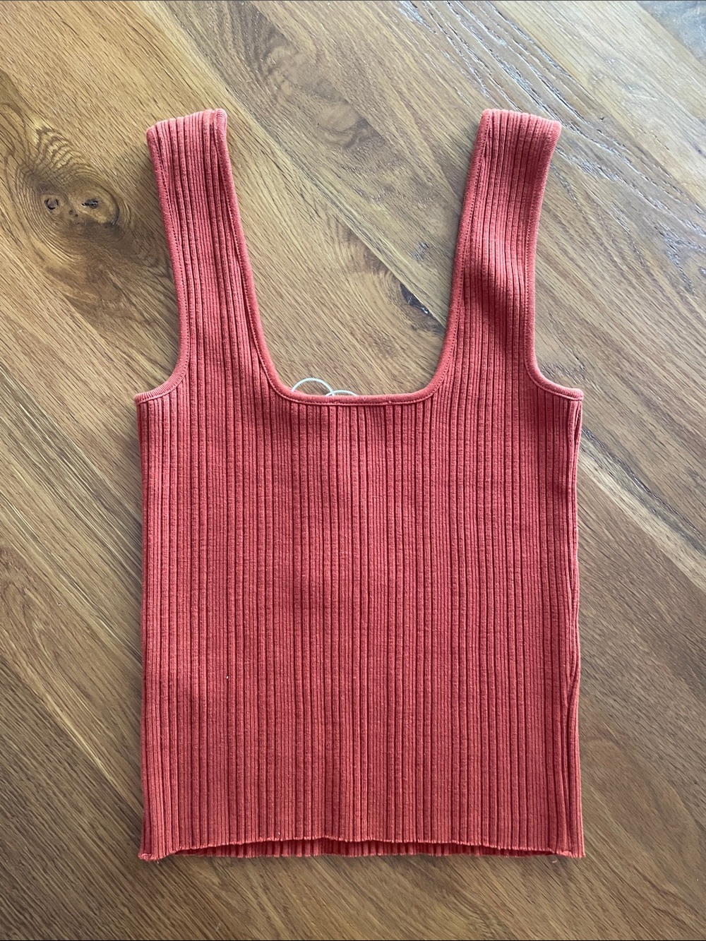 Vince Rust Ribbed Square Neck Tank Top - Picture 6 of 7